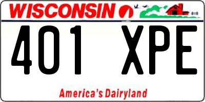 WI license plate 401XPE