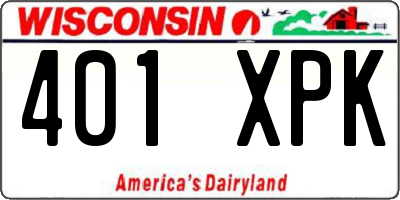 WI license plate 401XPK