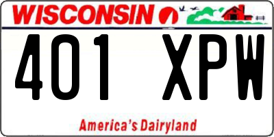 WI license plate 401XPW
