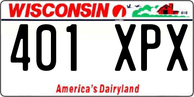 WI license plate 401XPX