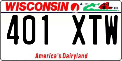 WI license plate 401XTW