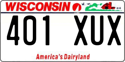 WI license plate 401XUX
