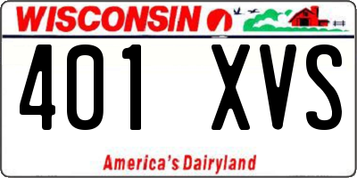 WI license plate 401XVS
