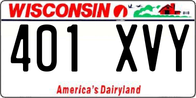 WI license plate 401XVY