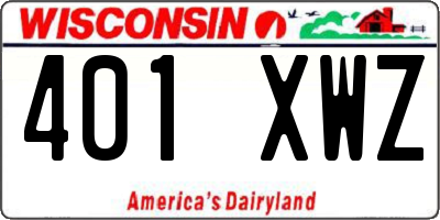 WI license plate 401XWZ