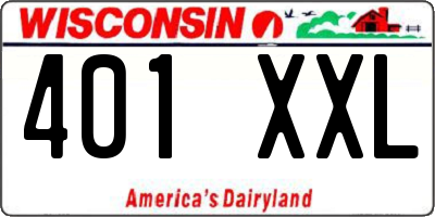 WI license plate 401XXL