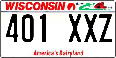 WI license plate 401XXZ