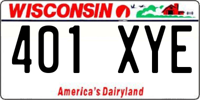 WI license plate 401XYE