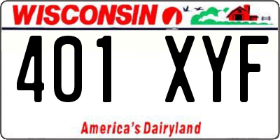 WI license plate 401XYF
