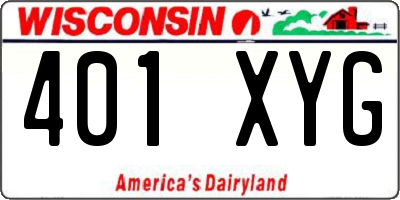 WI license plate 401XYG