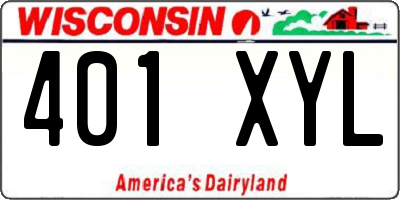 WI license plate 401XYL