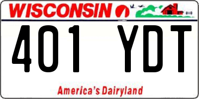WI license plate 401YDT