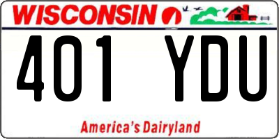 WI license plate 401YDU