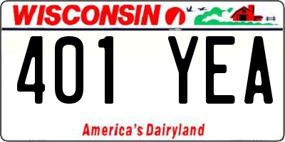WI license plate 401YEA