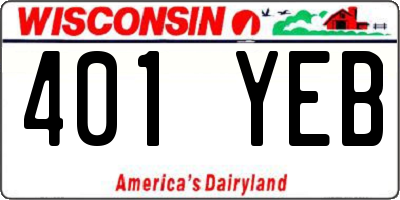 WI license plate 401YEB