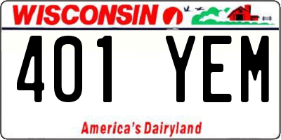 WI license plate 401YEM