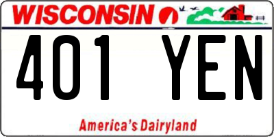 WI license plate 401YEN