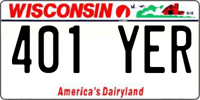 WI license plate 401YER