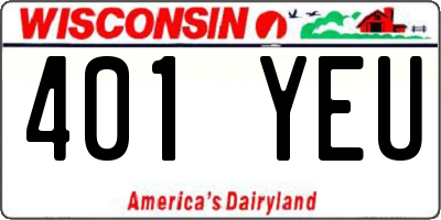 WI license plate 401YEU
