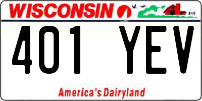 WI license plate 401YEV