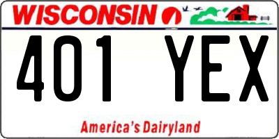 WI license plate 401YEX