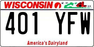 WI license plate 401YFW