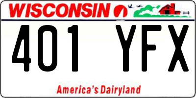 WI license plate 401YFX