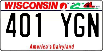 WI license plate 401YGN