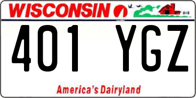 WI license plate 401YGZ