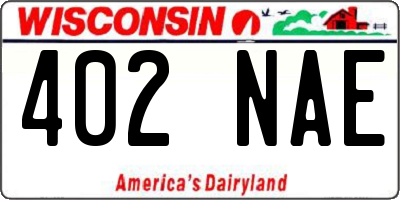 WI license plate 402NAE