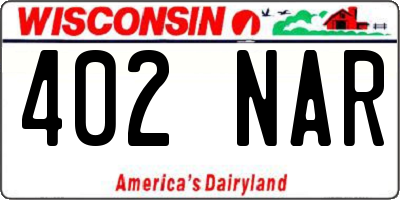 WI license plate 402NAR