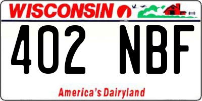WI license plate 402NBF