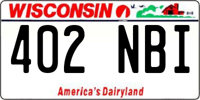 WI license plate 402NBI