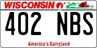 WI license plate 402NBS