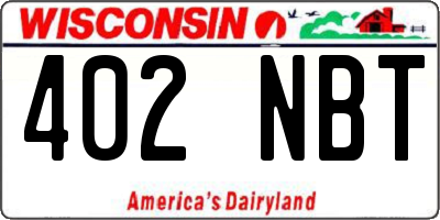 WI license plate 402NBT