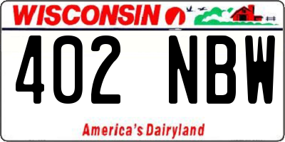 WI license plate 402NBW