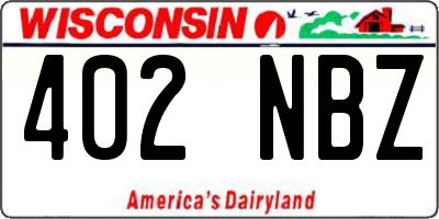 WI license plate 402NBZ