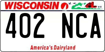 WI license plate 402NCA