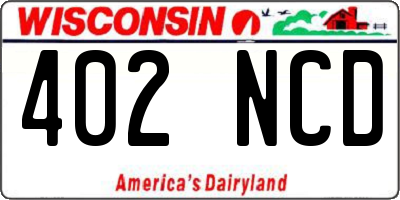 WI license plate 402NCD