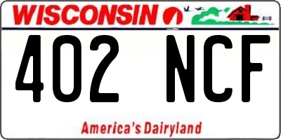 WI license plate 402NCF