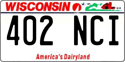 WI license plate 402NCI