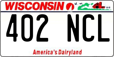 WI license plate 402NCL