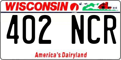 WI license plate 402NCR