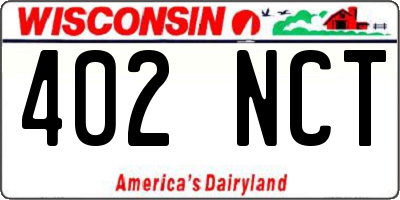 WI license plate 402NCT