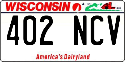 WI license plate 402NCV