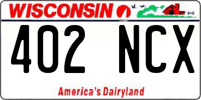 WI license plate 402NCX