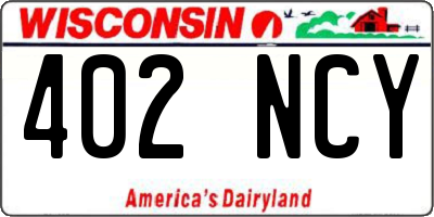 WI license plate 402NCY