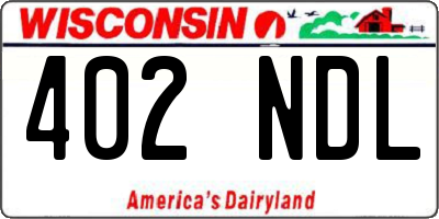 WI license plate 402NDL