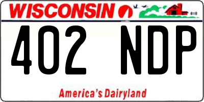WI license plate 402NDP