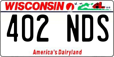 WI license plate 402NDS